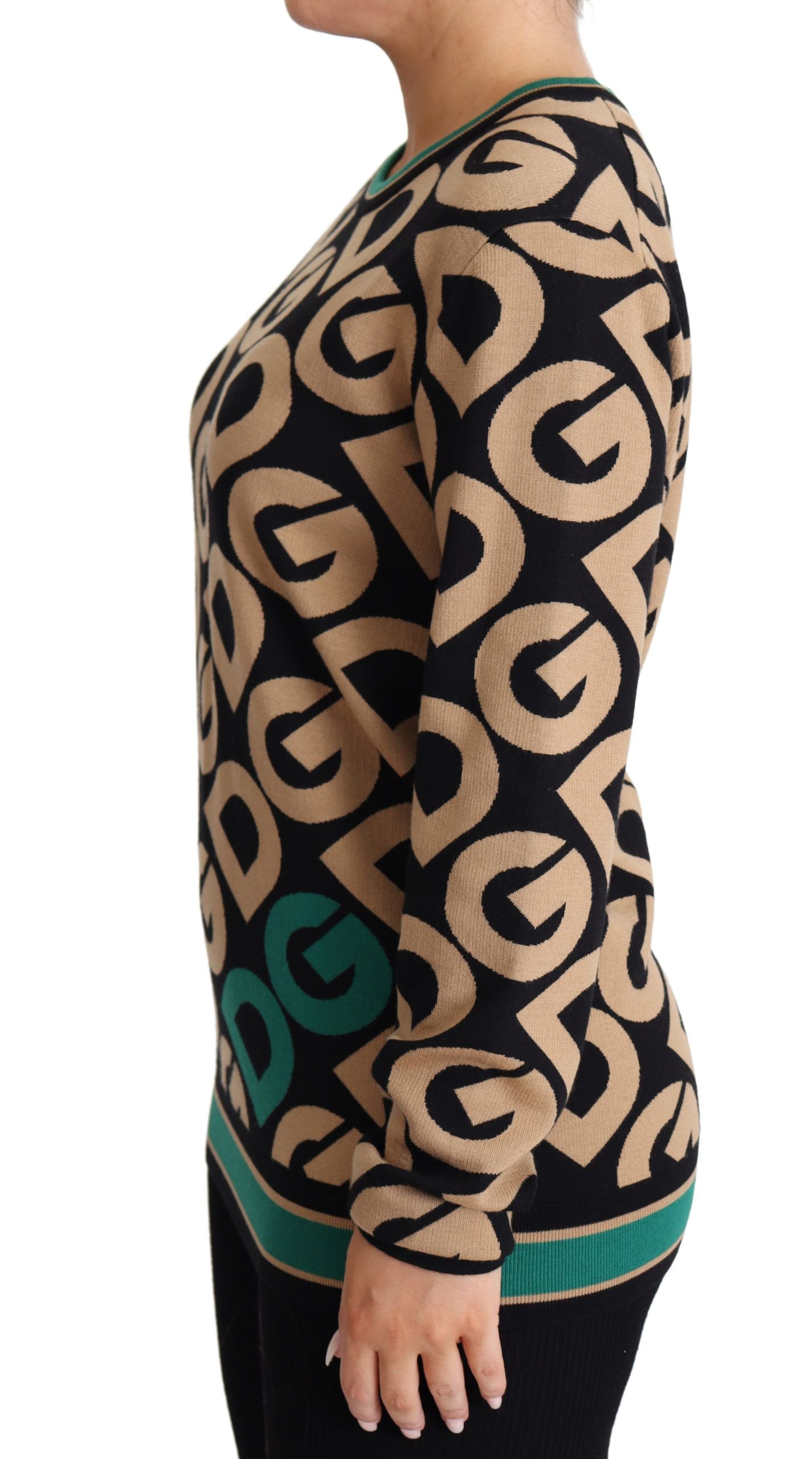 Dolce & Gabbana Multicolor DG Mania Pullover mit Rundhalsausschnitt aus Wolle