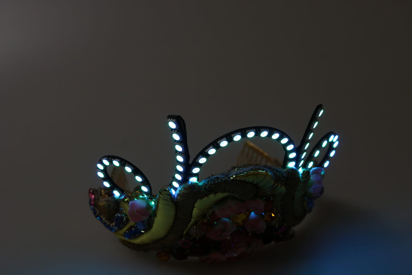 Dolce & Gabbana Gold Messing Floral Kristalle LED Lichter Krone Tiara Diadem