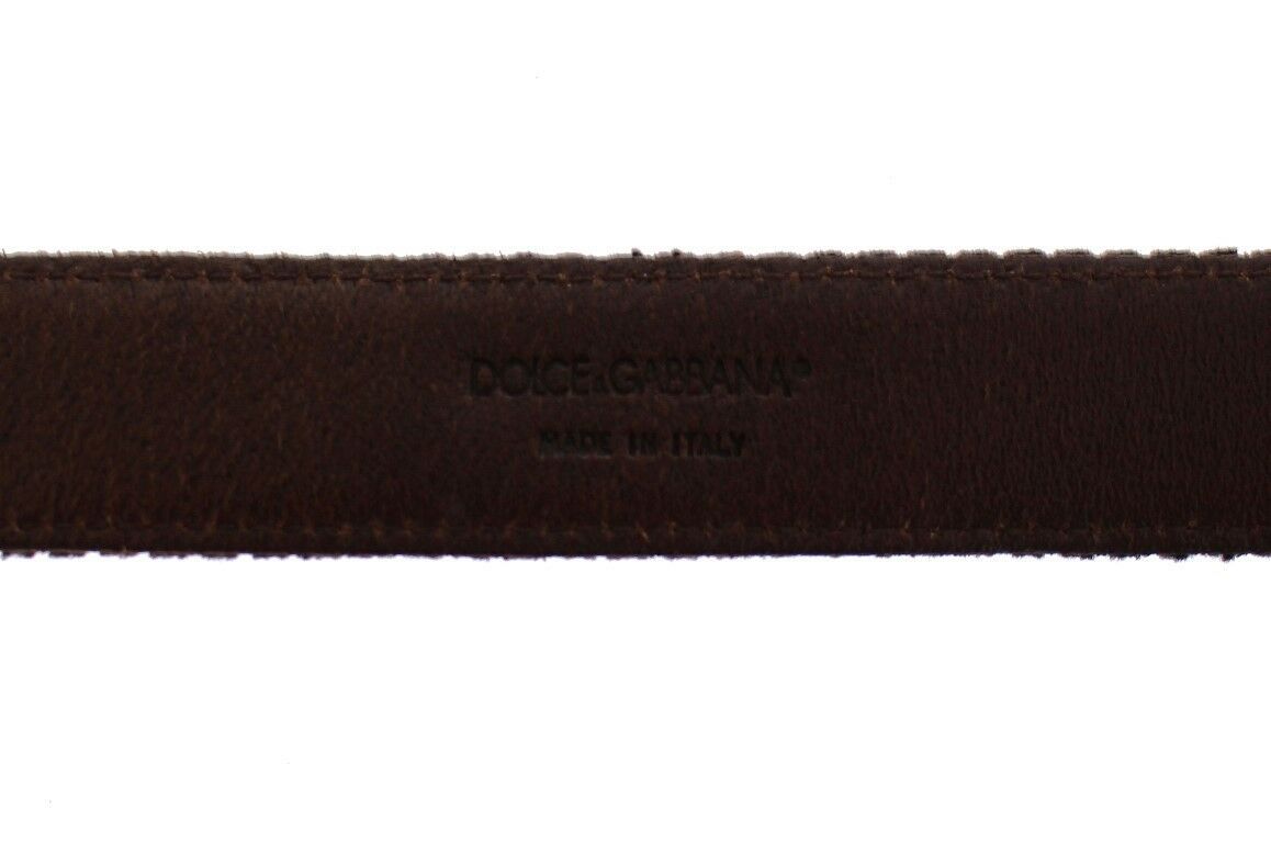 Dolce & Gabbana Brauner Leder Logo Cintura Gürtel