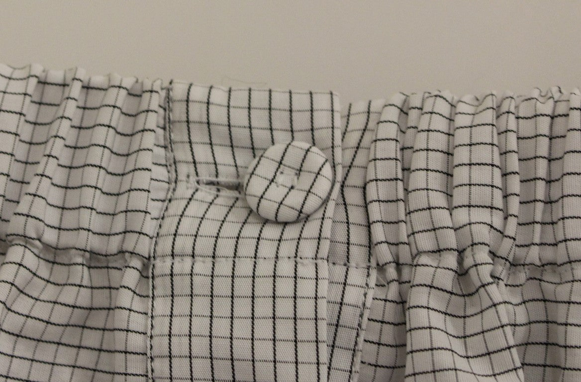 Andrea Incontri Weißer karierter Baumwoll-Stretch-Rock