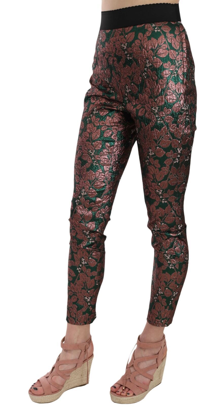 Dolce & Gabbana Multicolor schillernde Brokat-Jacquard-Hose Crop Pants