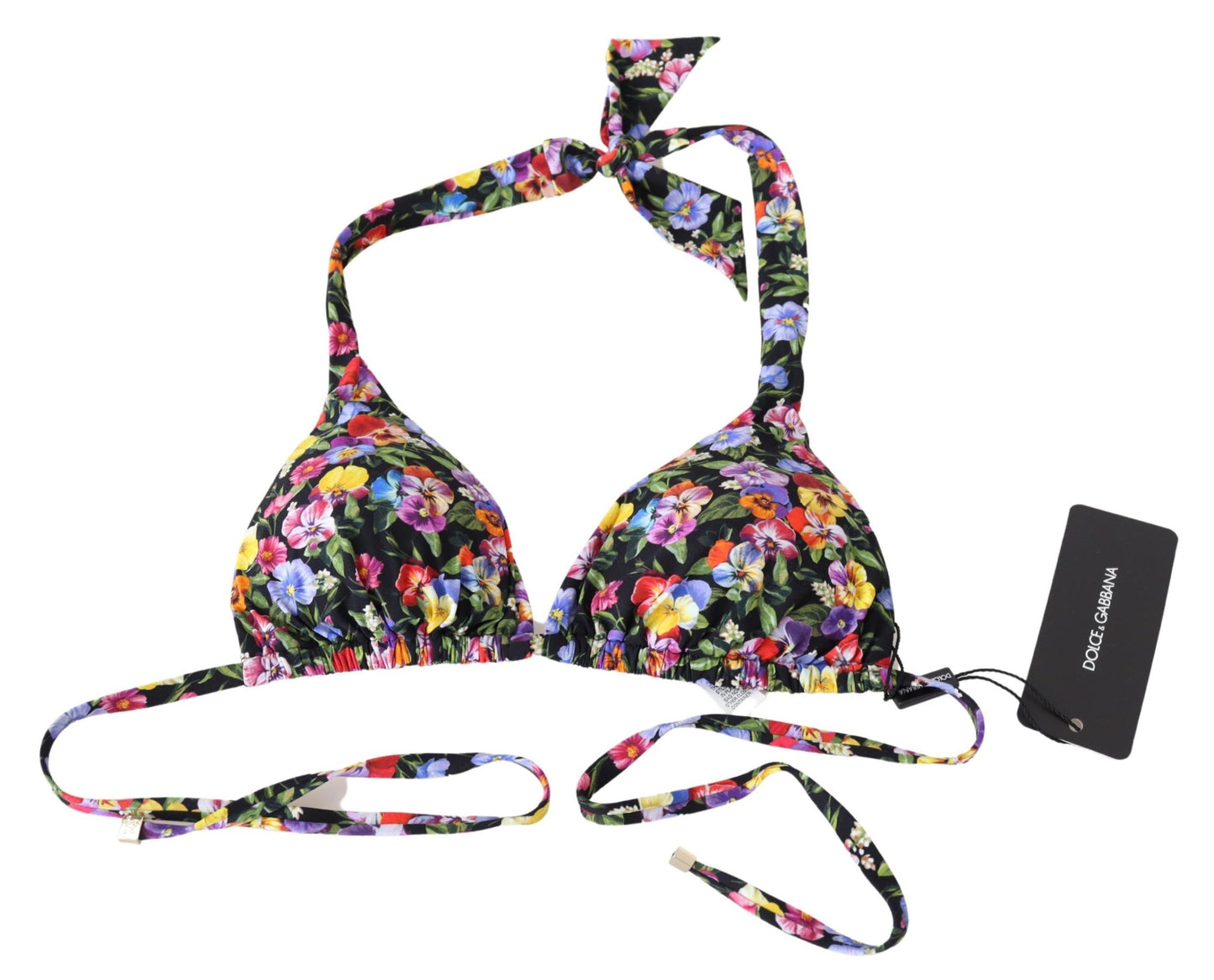 Dolce & Gabbana Schwarzer Blumendruck Badeanzug Beachwear Bikinioberteile