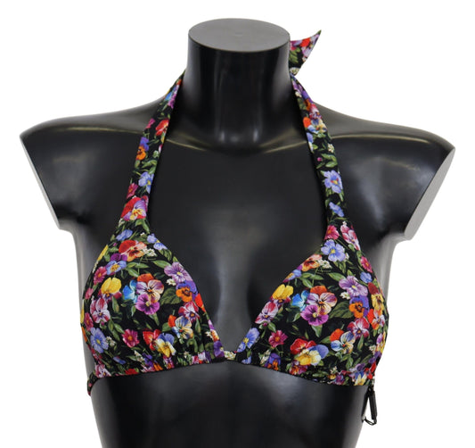Dolce & Gabbana Schwarzer Blumendruck Badeanzug Beachwear Bikinioberteile