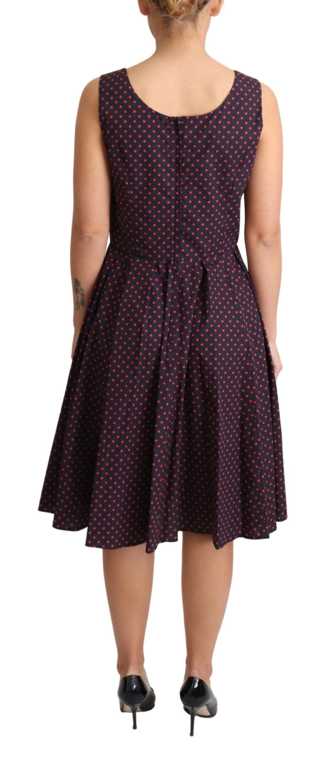 Dolce & Gabbana Rot Blau Polka Baumwolle A-Linie Kleid