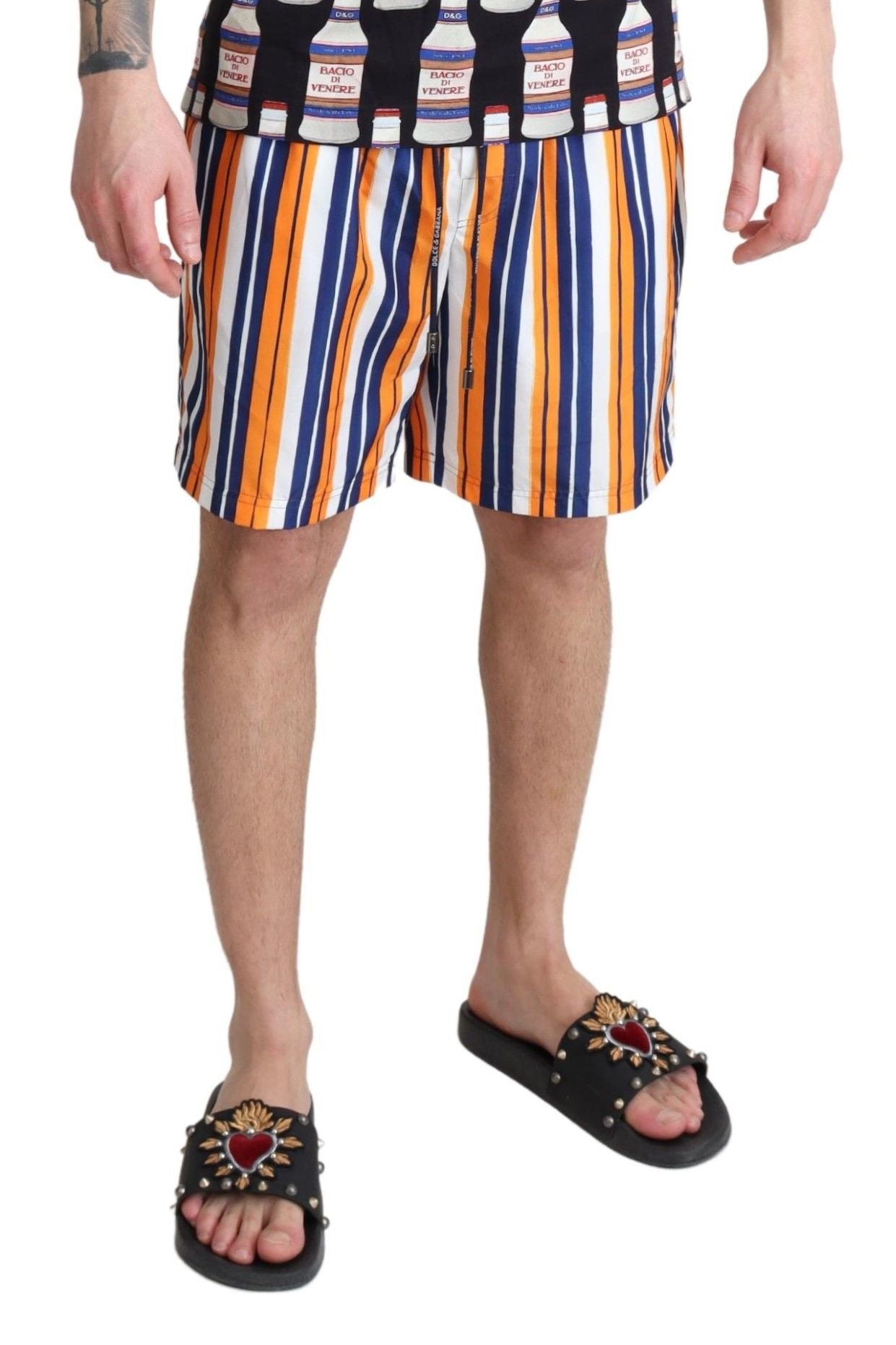 Dolce & Gabbana Mehrfarbig gestreifte Beachwear Badeshorts
