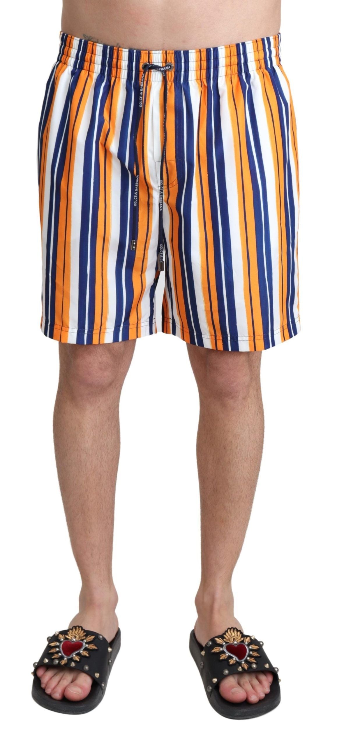 Dolce & Gabbana Mehrfarbig gestreifte Beachwear Badeshorts