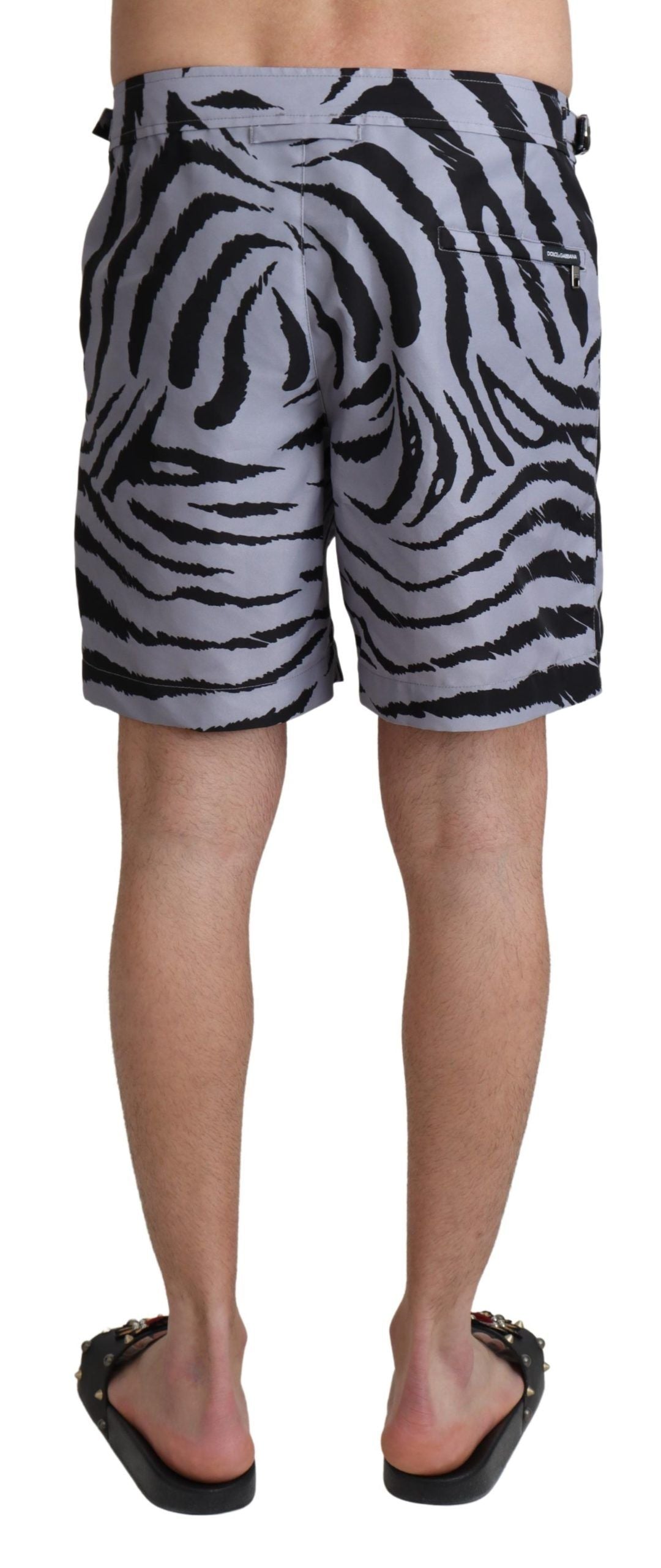 Dolce & Gabbana Graue Beachwear-Shorts mit Zebradruck