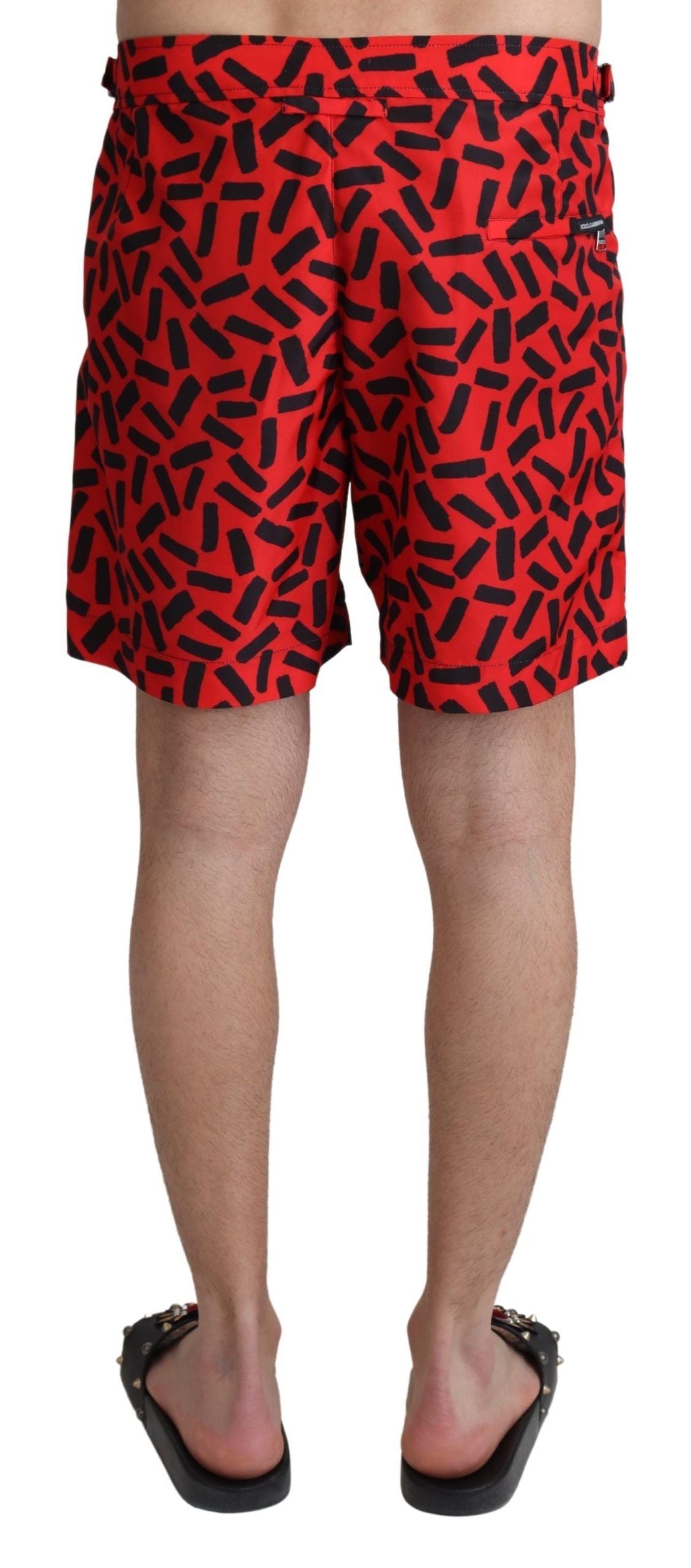Dolce & Gabbana Rot gemusterte Beachwear Shorts Bademode