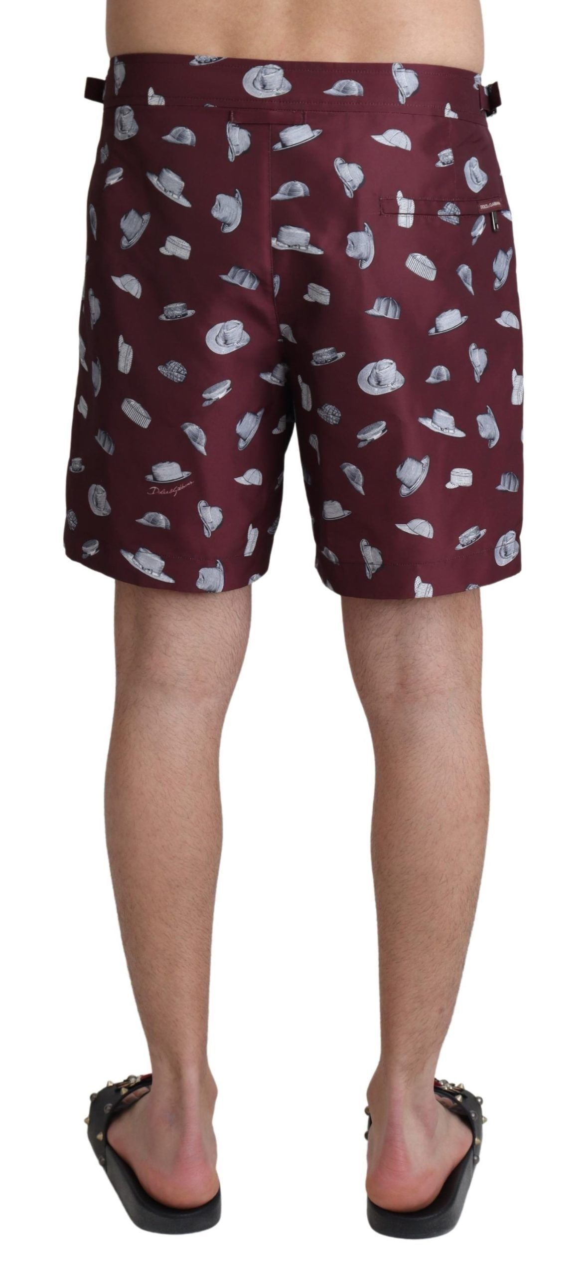 Dolce & Gabbana Maroon Hüte Print Strandbekleidung Shorts Bademode