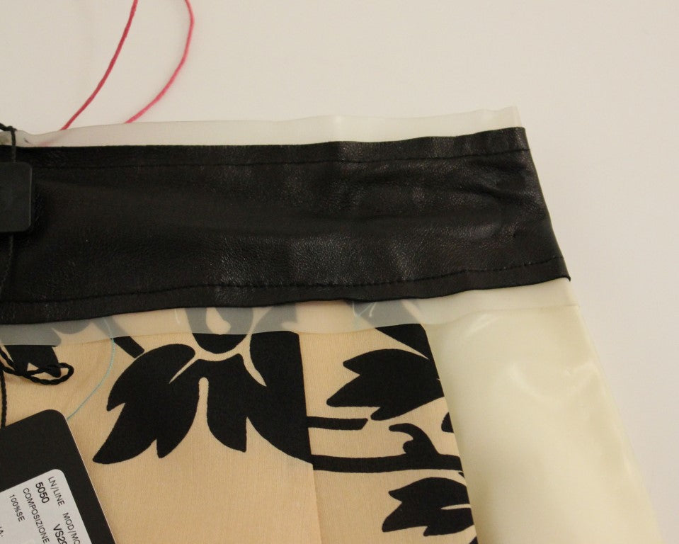 Caterina Gatta Beigefarbener Seidenminirock mit Blumendruck