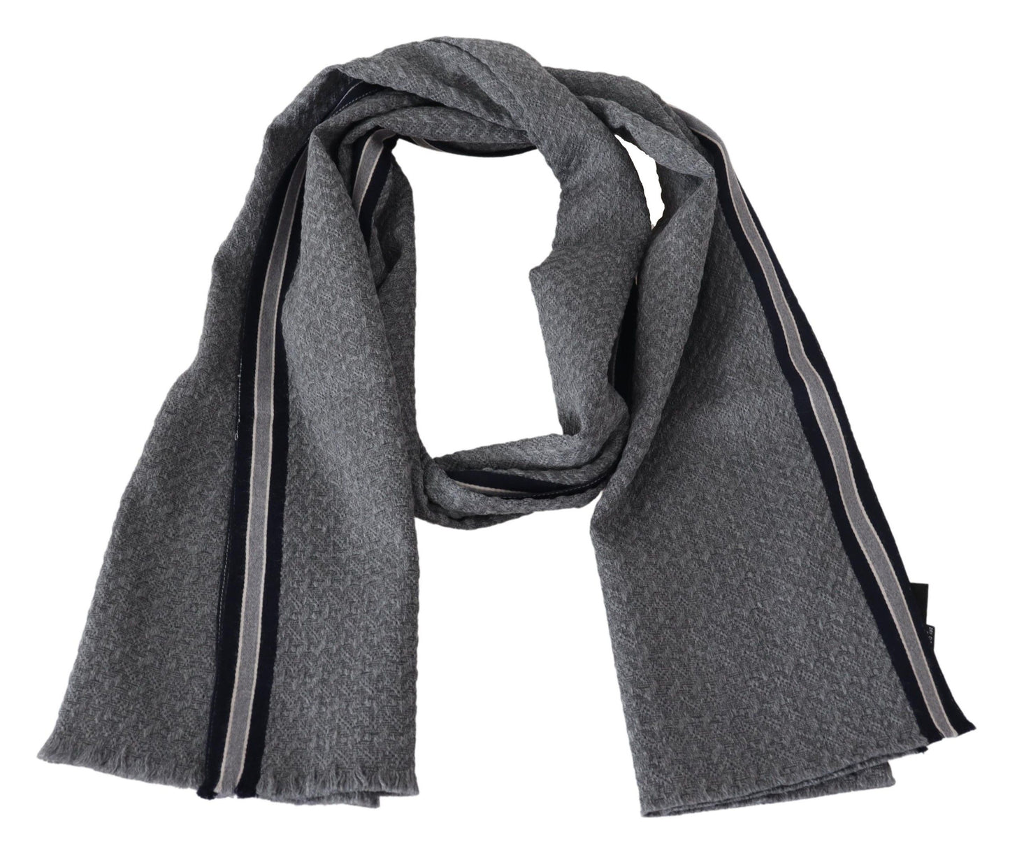 Missoni Graue Streifen Muster 100% Wolle Unisex Hals Wrap Schal
