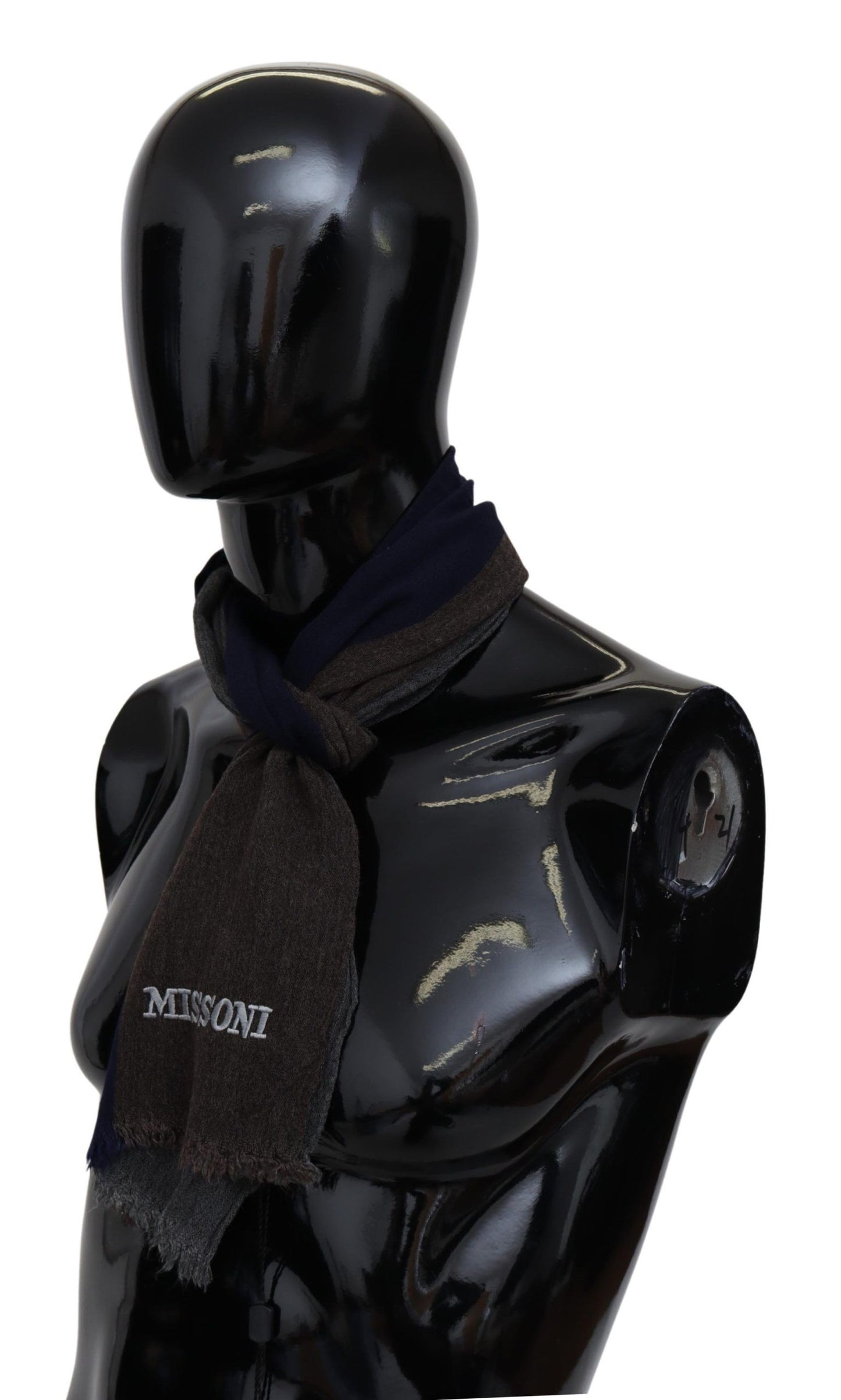 Missoni Mehrfarbig gestreifter Wolle Unisex-Wickel-Fransenschal