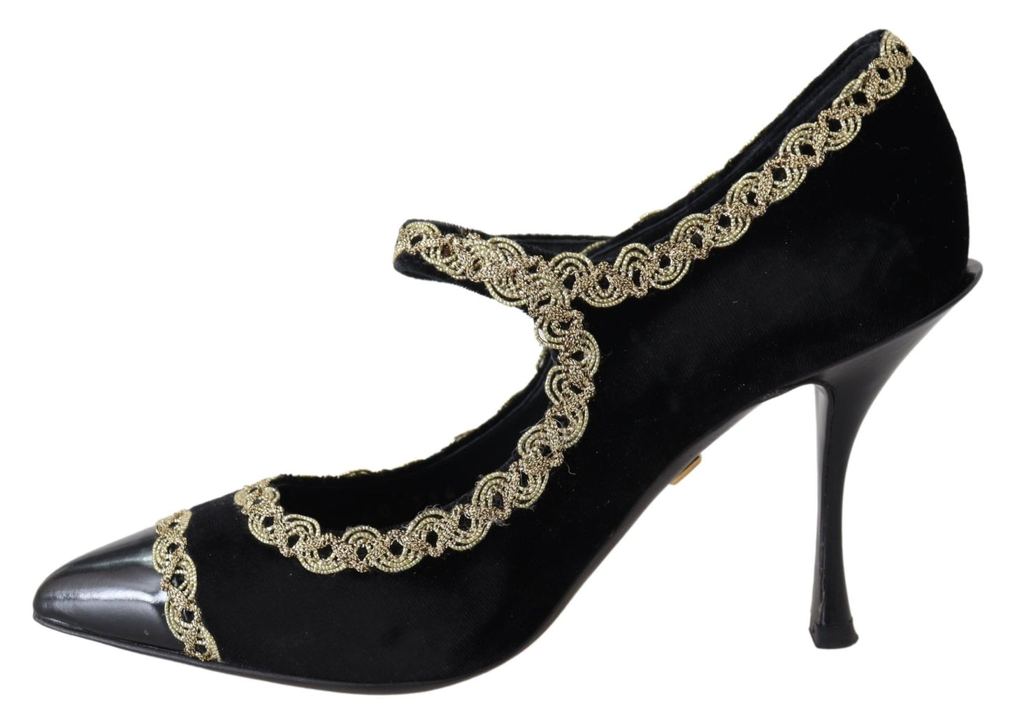 Dolce & Gabbana Schwarzer Samt Gold Mary Janes Pumps