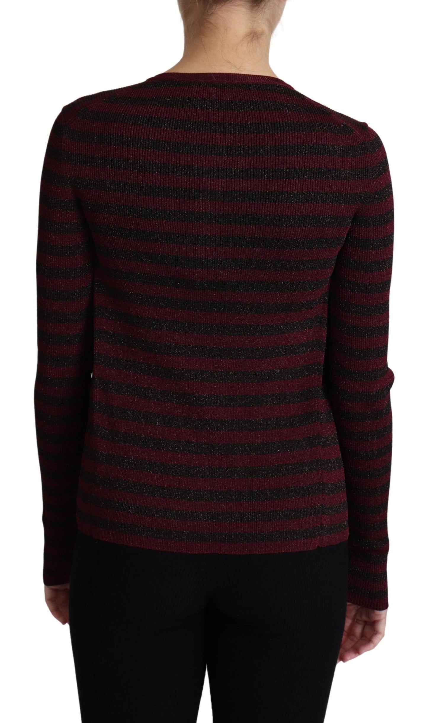 Dolce & Gabbana Schwarz-rot gestreifter Viskose-Strickpulli