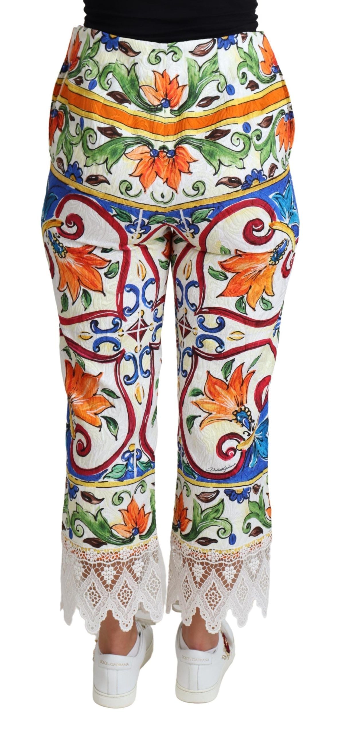 Dolce & Gabbana Multicolor Majolika Druck Hose Baumwolle Hose
