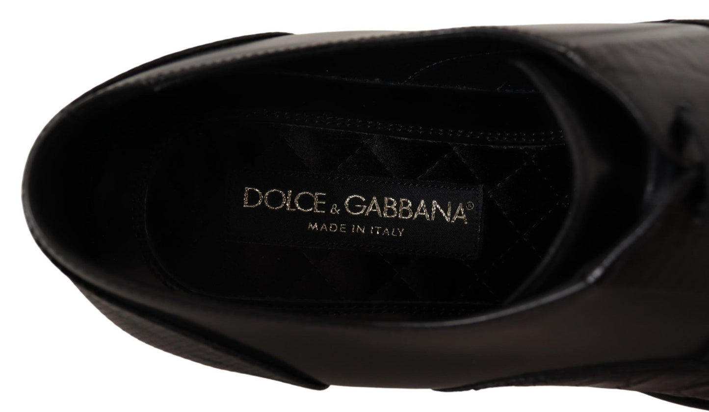 Dolce & Gabbana Schwarzes Leder Exotische Felle Formelle Schuhe