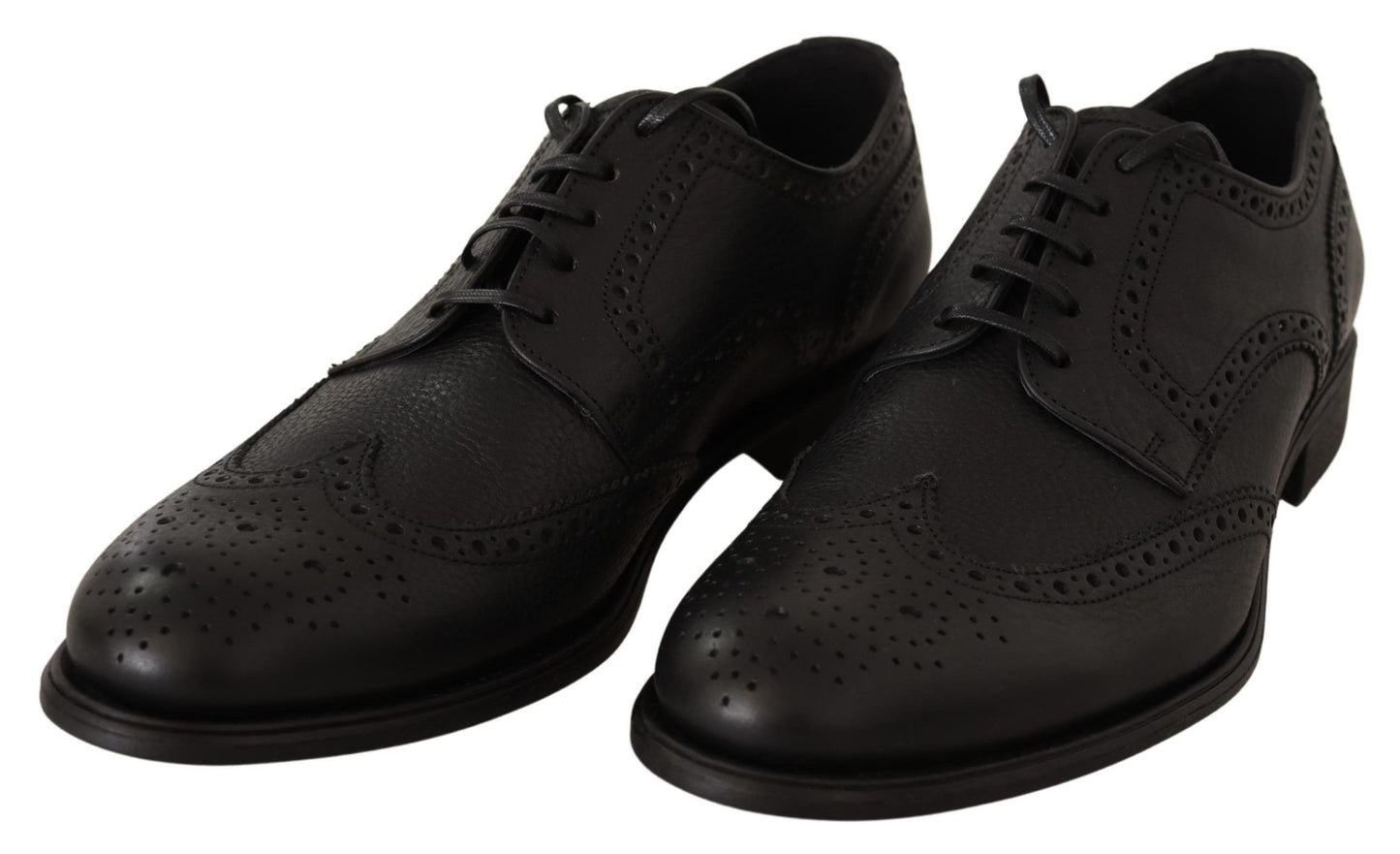 Dolce & Gabbana Schwarze Leder Oxford Wingtip Formal Dress Schuhe