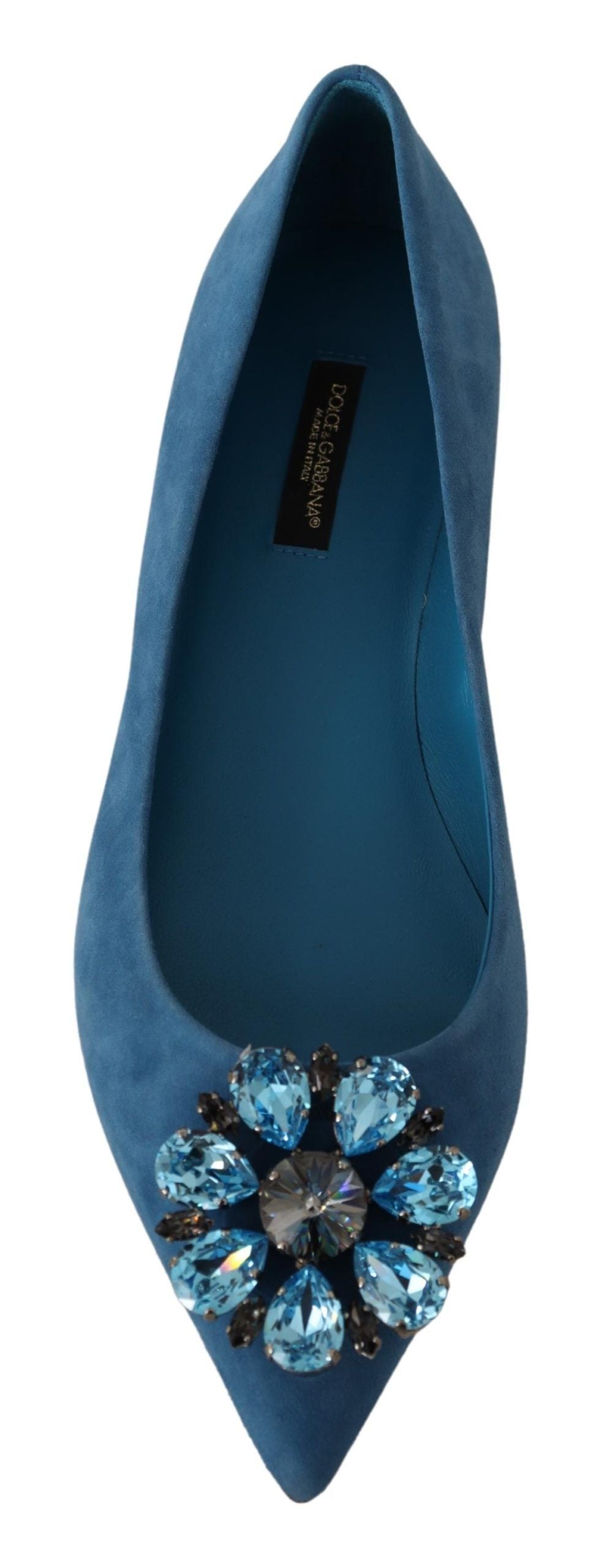Dolce & Gabbana Blau Wildleder Kristalle Loafers Flats Schuhe