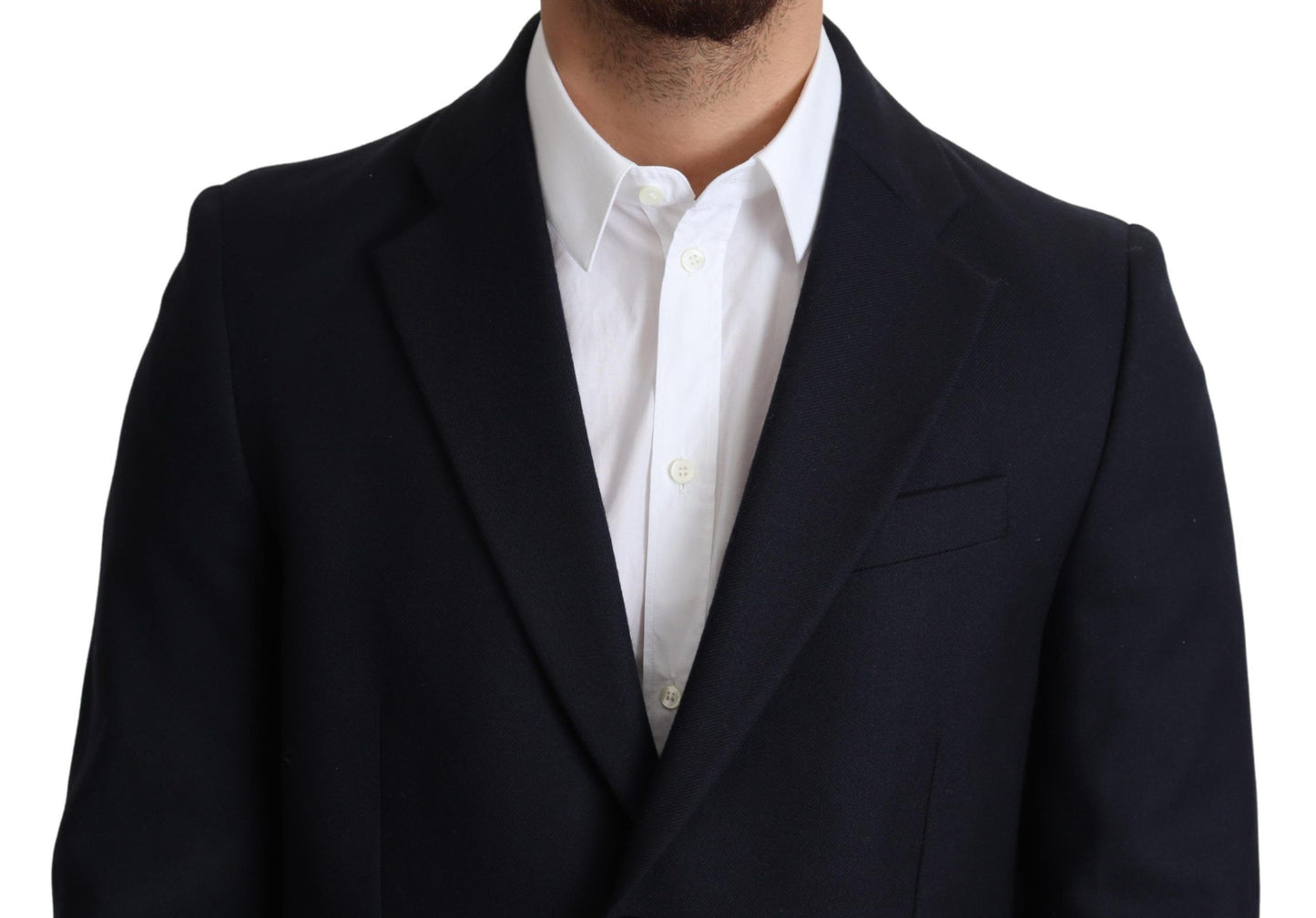 Dolce & Gabbana Dunkelblauer Wollmantel einreihig Jacke