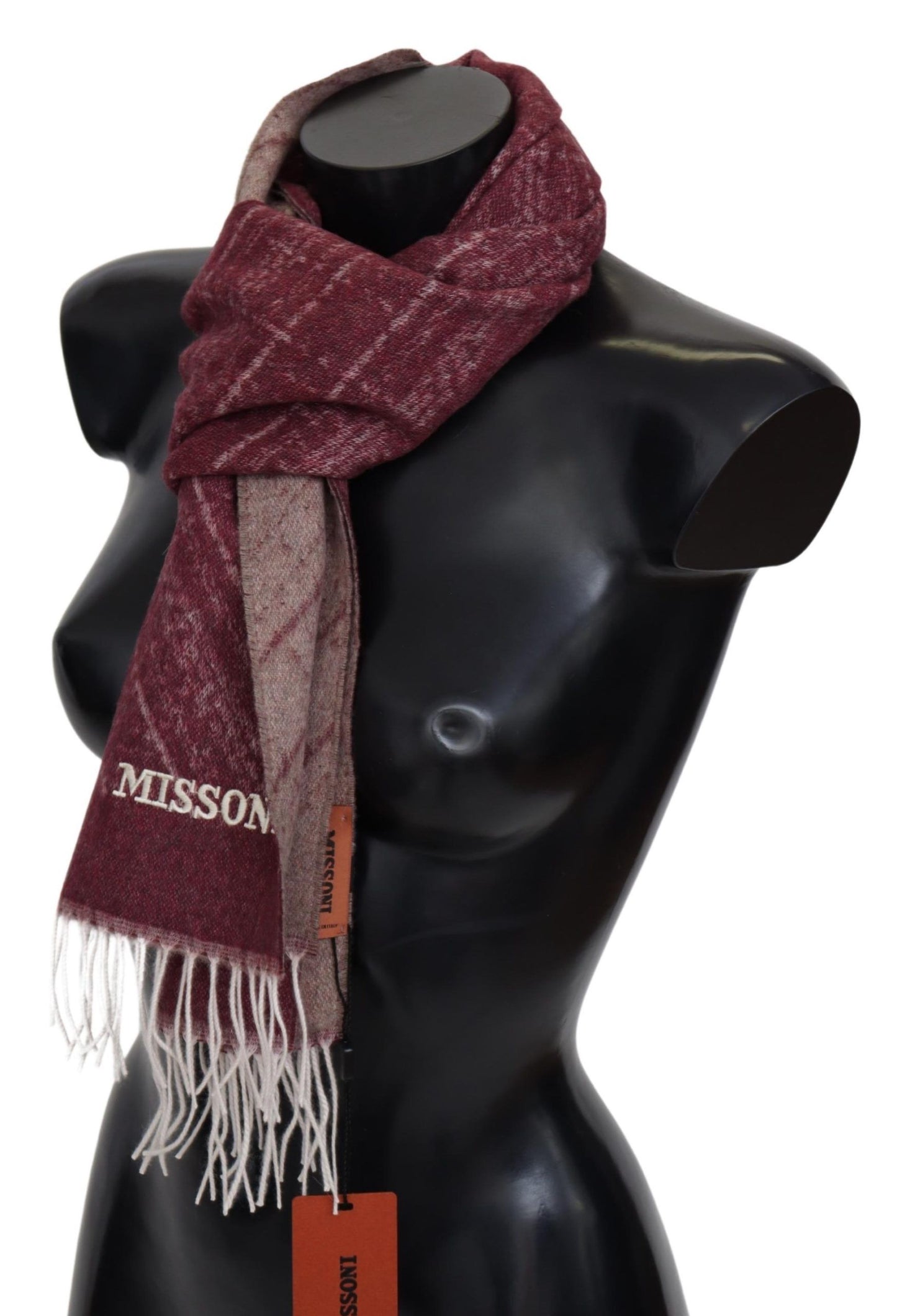 Missoni Maroon 100% Kaschmir Unisex Hals Wrap Fransen Schal