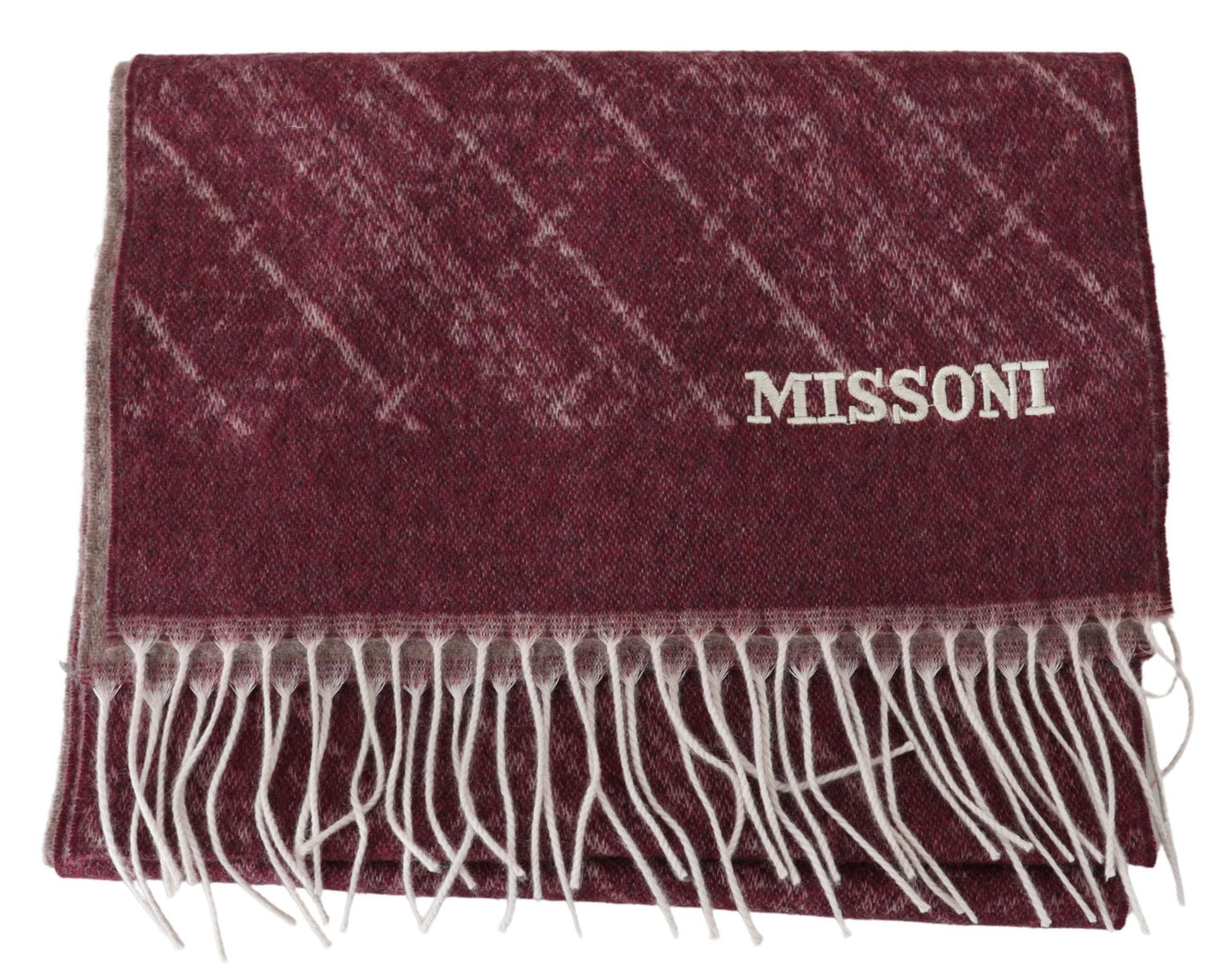 Missoni Maroon 100% Kaschmir Unisex Hals Wrap Fransen Schal
