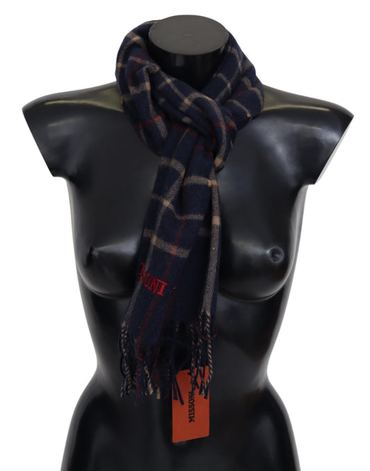 Missoni Schwarzer karierter Unisex-Halswickelschal mit Fransen