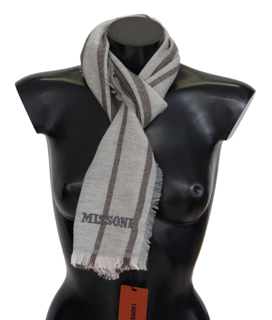 Missoni Mehrfarbig gestreifter Wollschal Unisex-Halswickelschal