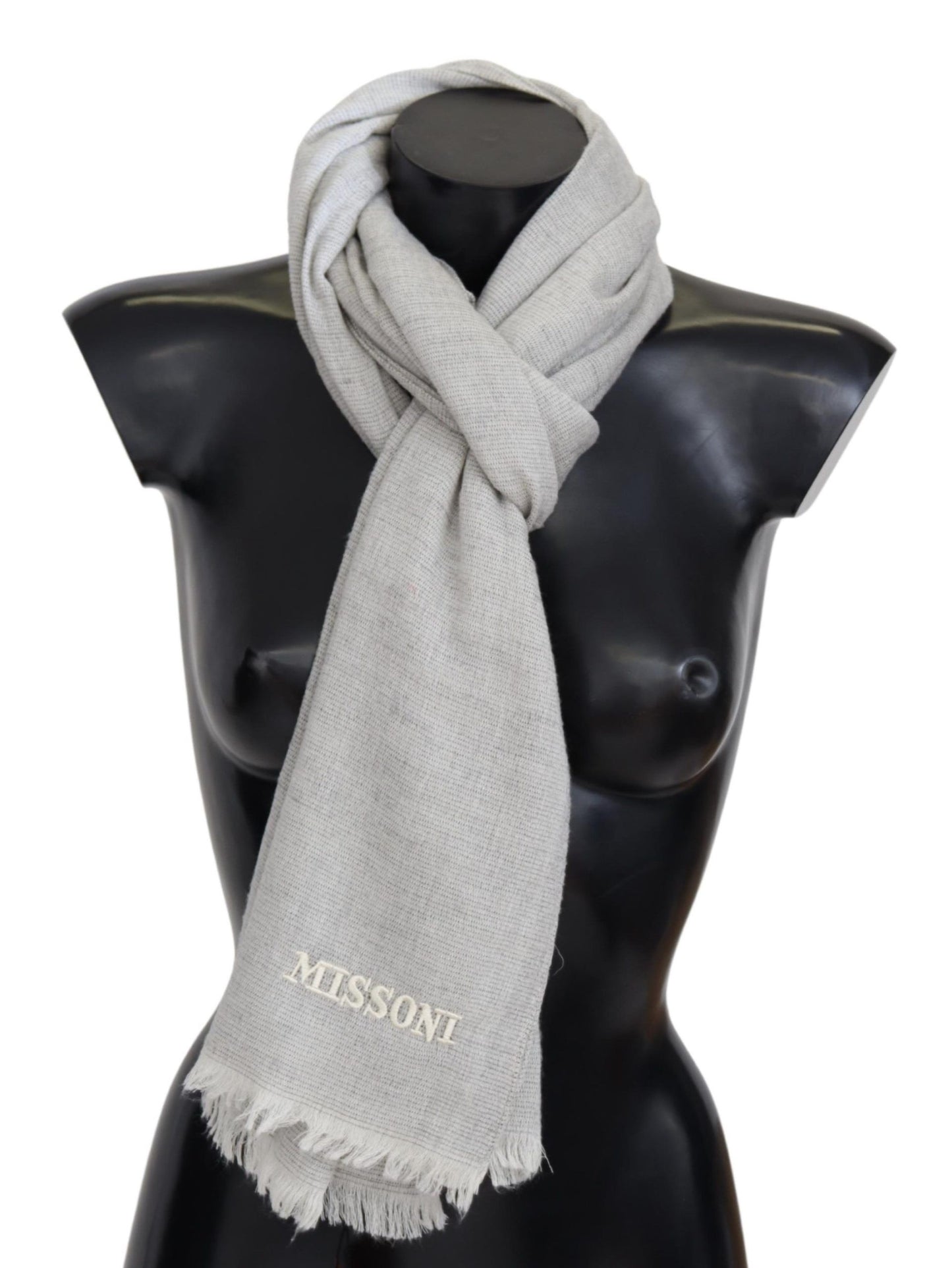 Missoni Grauer Wollstrick-Unisex-Halswickelschal