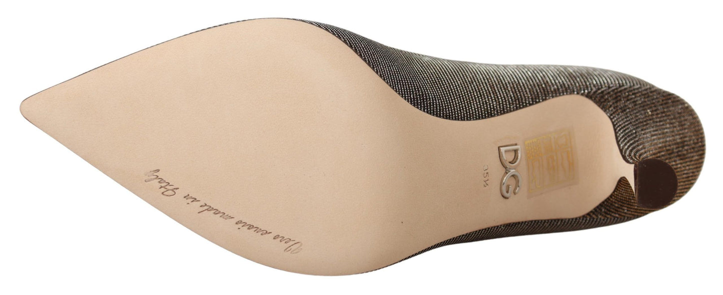 Dolce & Gabbana Gold Silber Stoff Absätze Pumps Schuhe