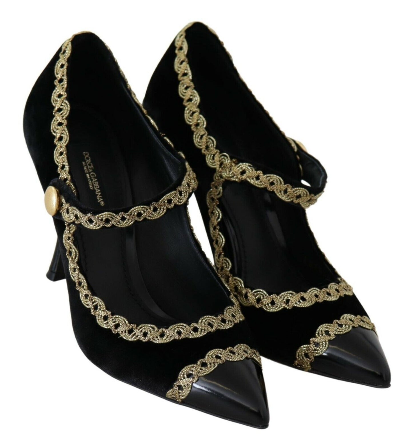Dolce & Gabbana Schwarz verschönert Samt Mary Jane Pumps Schuhe