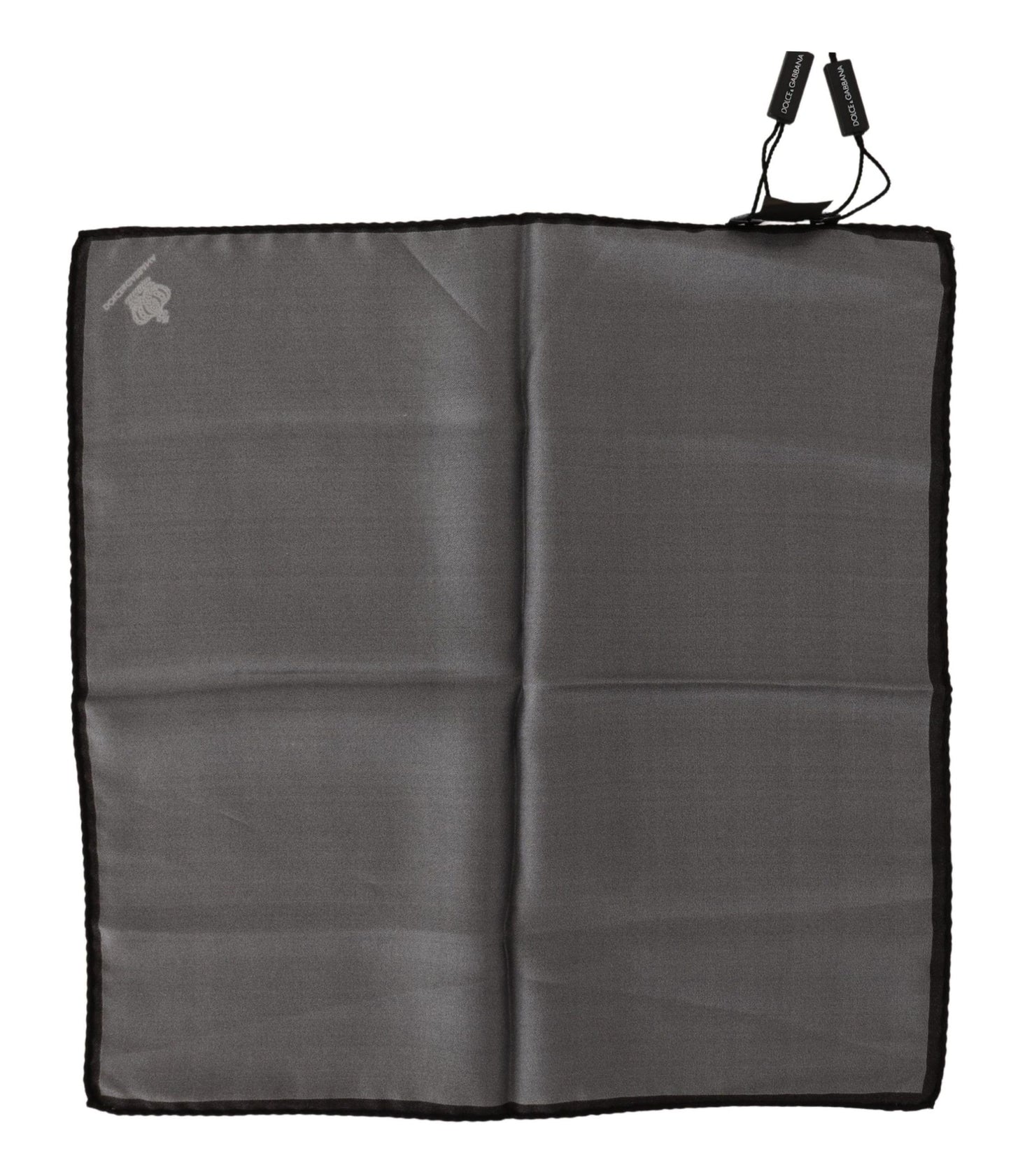 Dolce & Gabbana Graues Quadratisches Taschentuch aus 100% Seide Graues Quadratisches Taschentuch aus 100% Seide