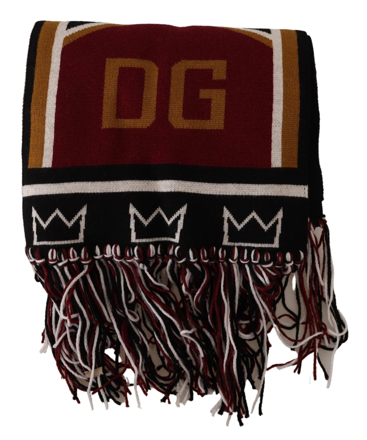 Dolce & Gabbana Multicolor Wool Knit DG King Schal Wickelschal