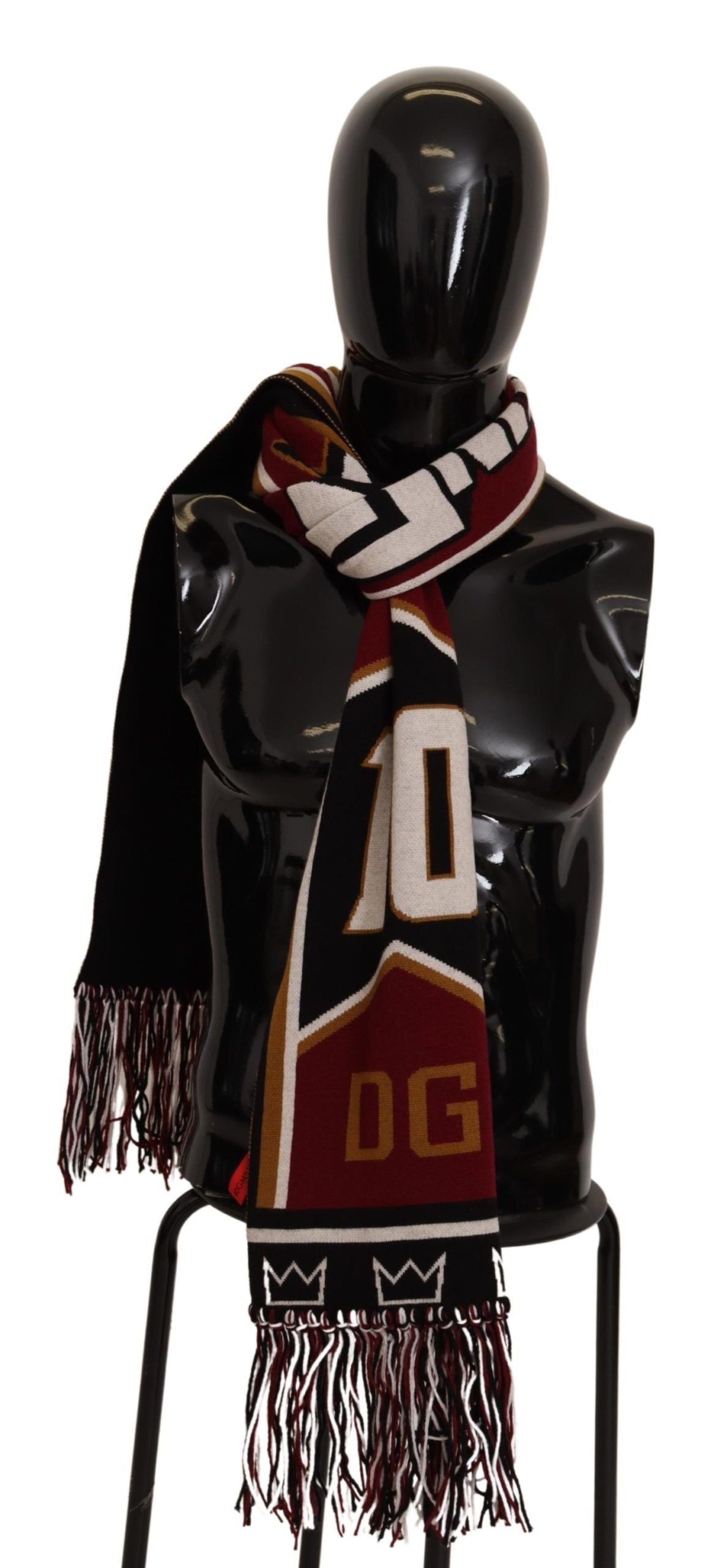 Dolce & Gabbana Multicolor Wool Knit DG King Schal Wickelschal