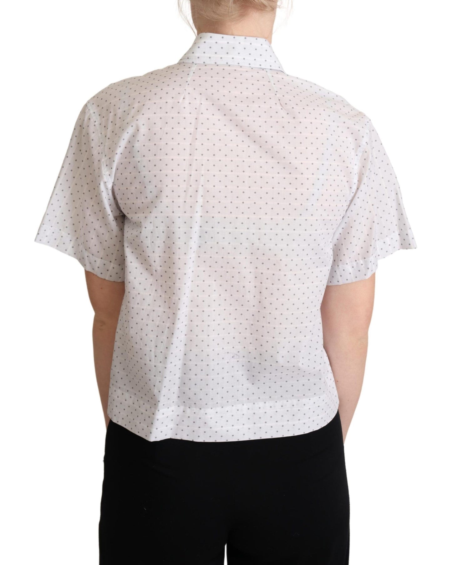 Dolce & Gabbana Weiß Schwarz Polka Dots Kragen Bluse Shirt