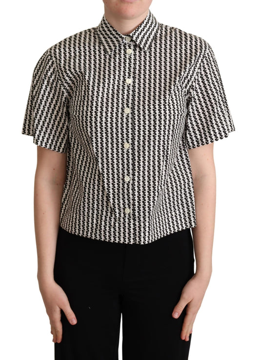 Dolce & Gabbana Weiß Schwarz Fantasie Muster Shirt