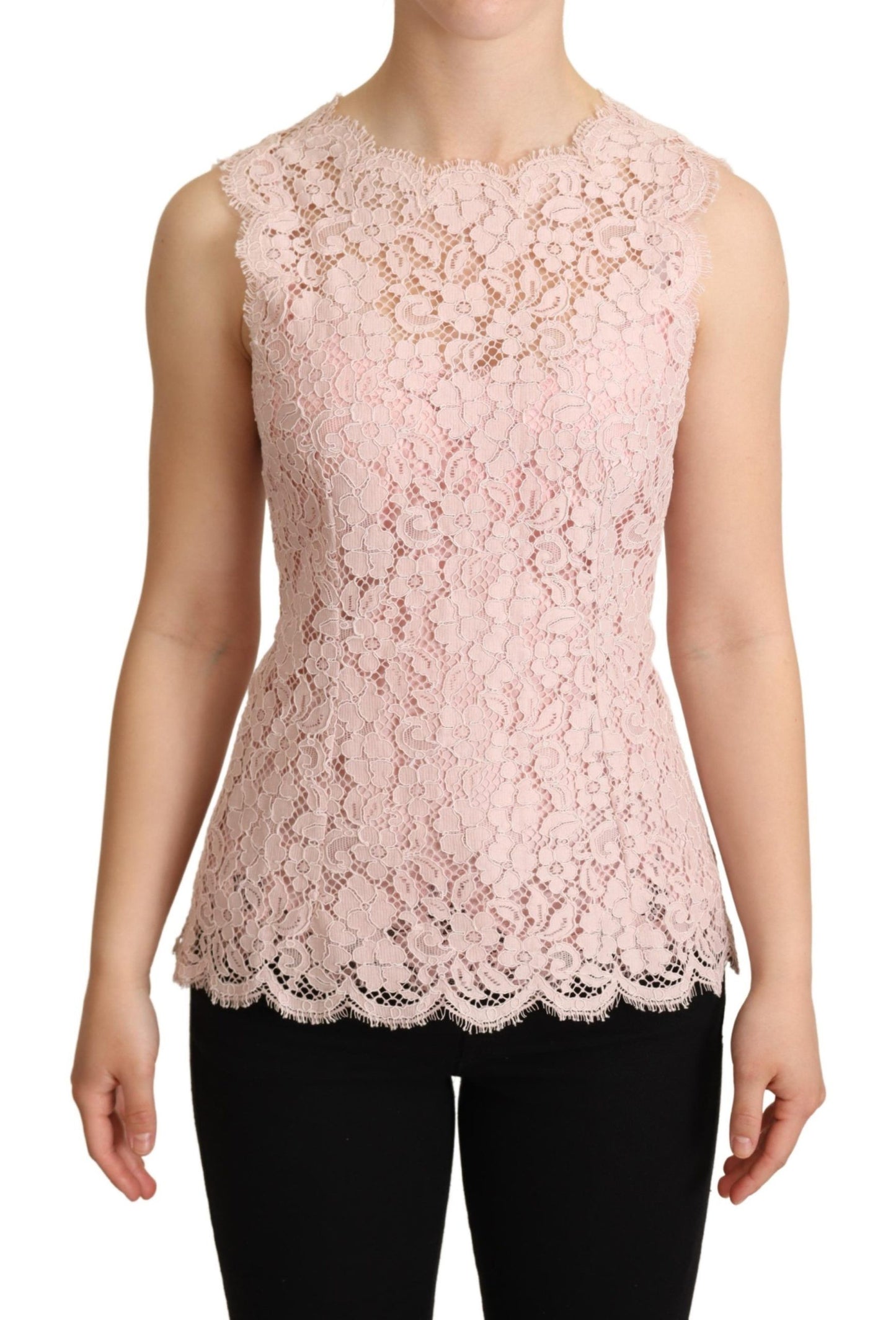 Dolce & Gabbana Pinke florale Spitze ärmelloses Tank-Bluse Top