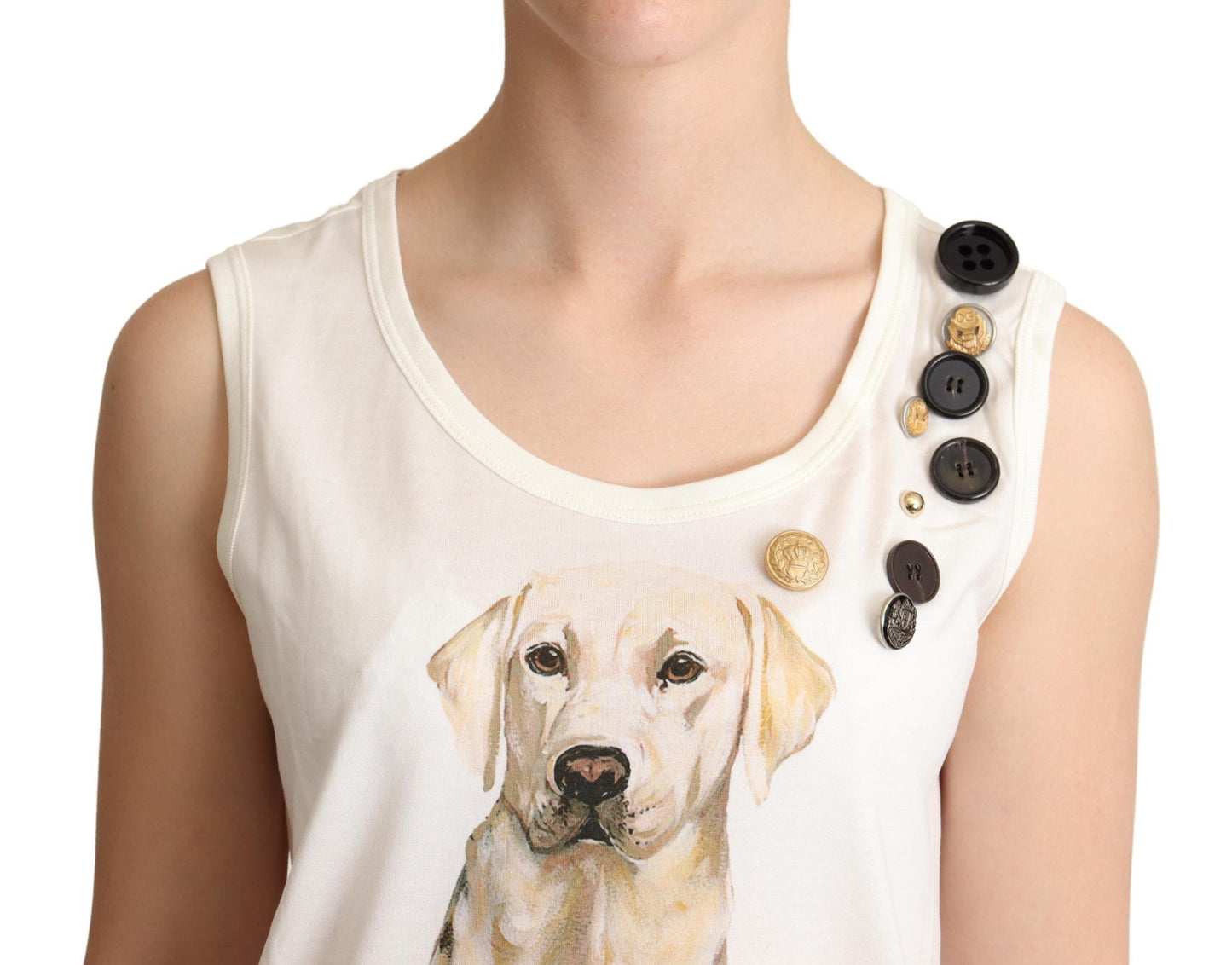 Dolce & Gabbana Weißes T-Shirt mit Blumendruck und Verzierungen für den Hund