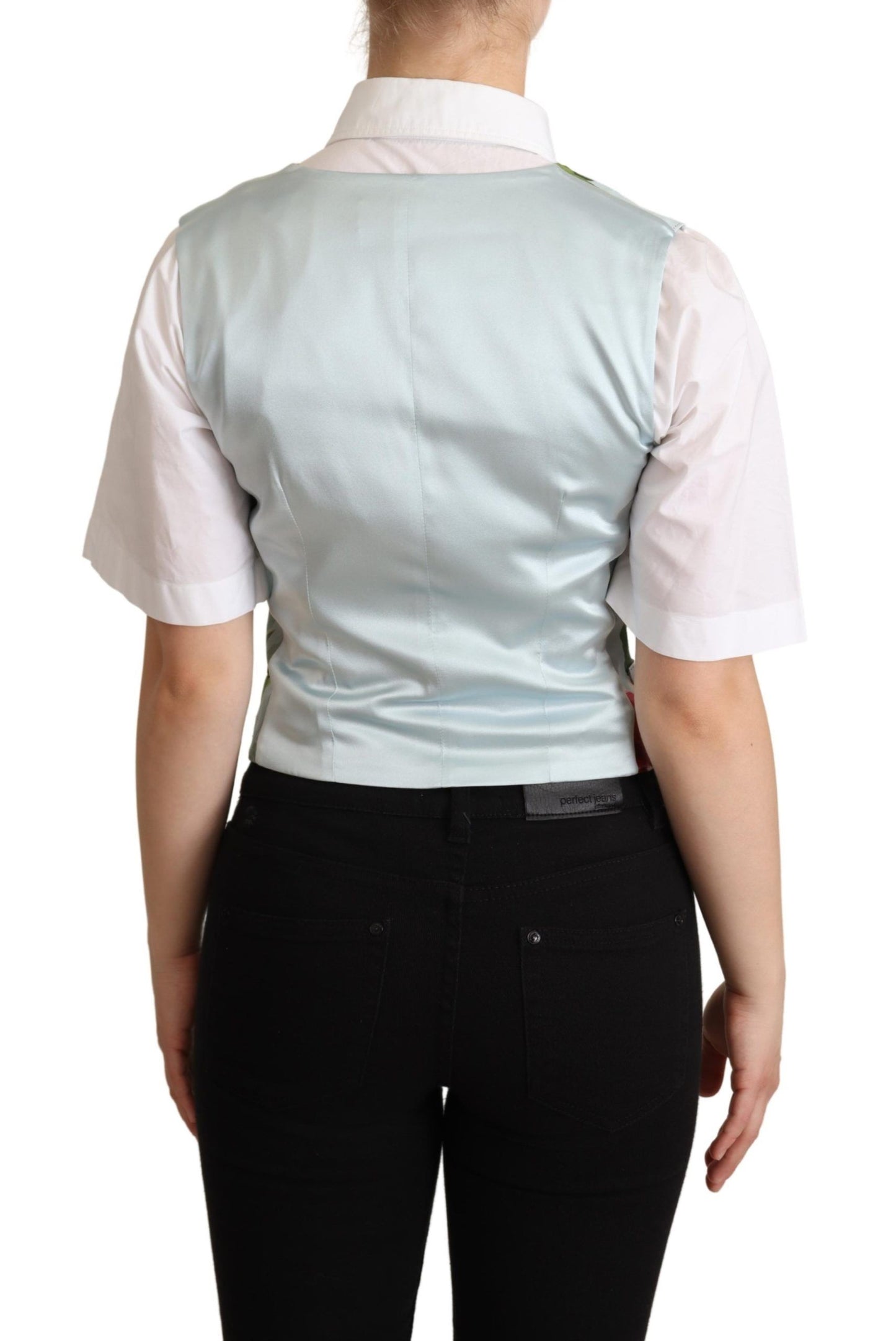 Dolce & Gabbana Mintgrüne geblümte Seidenweste