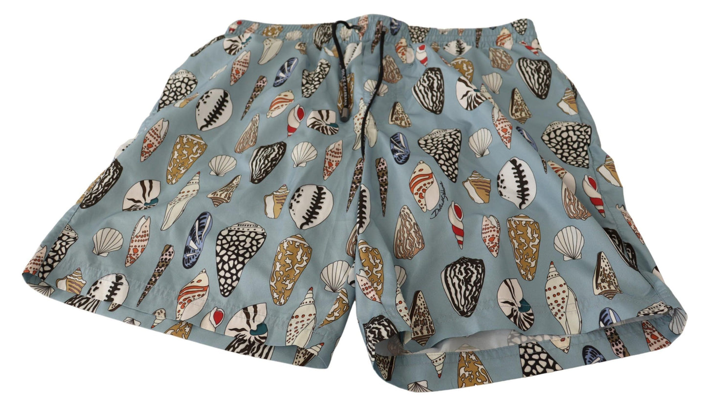 Dolce & Gabbana Blaue Muschel Strandbekleidung Bademode Shorts