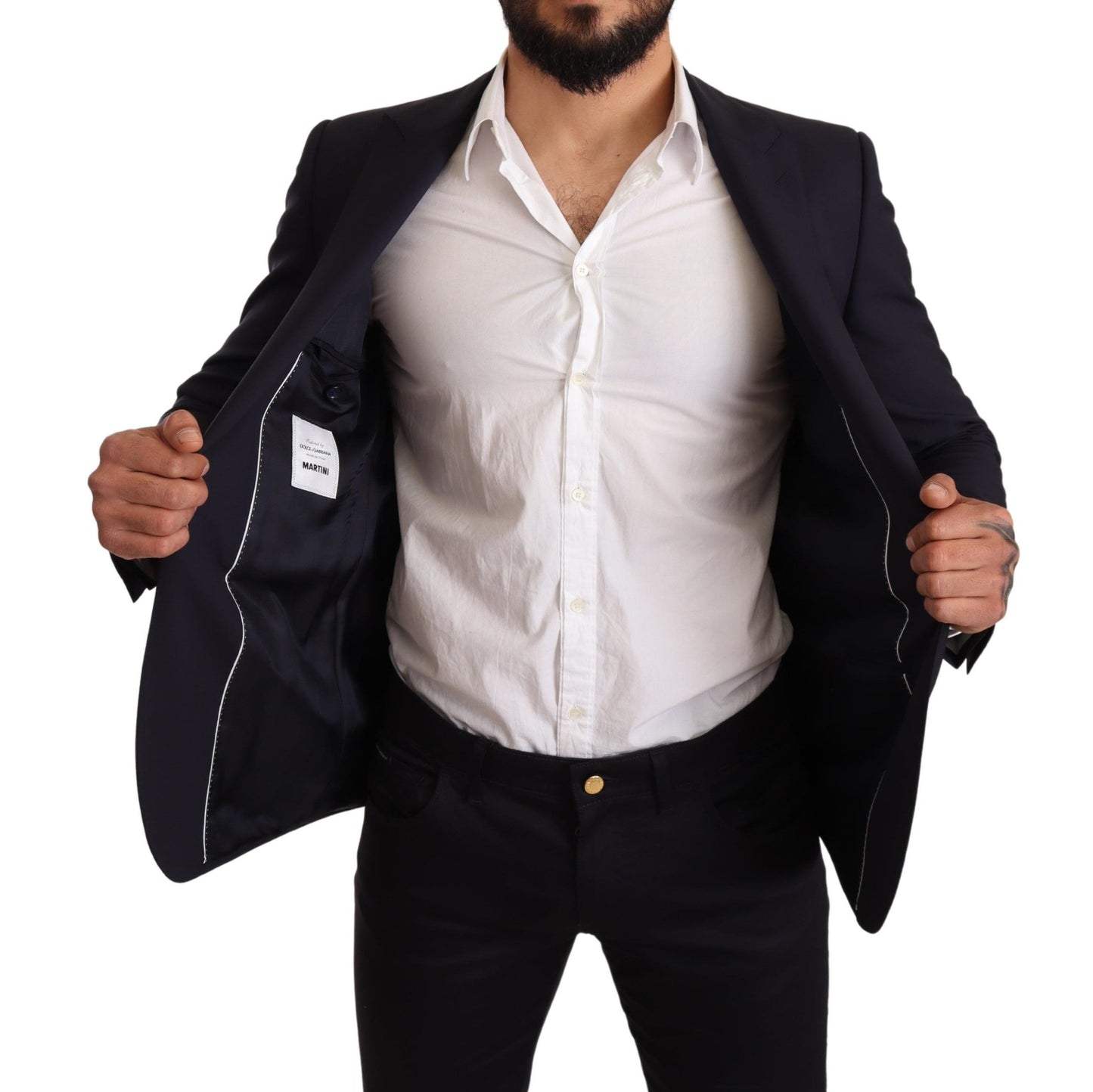 Dolce & Gabbana Marineblauer schmal geschnittener MARTINI Blazer aus Wolle