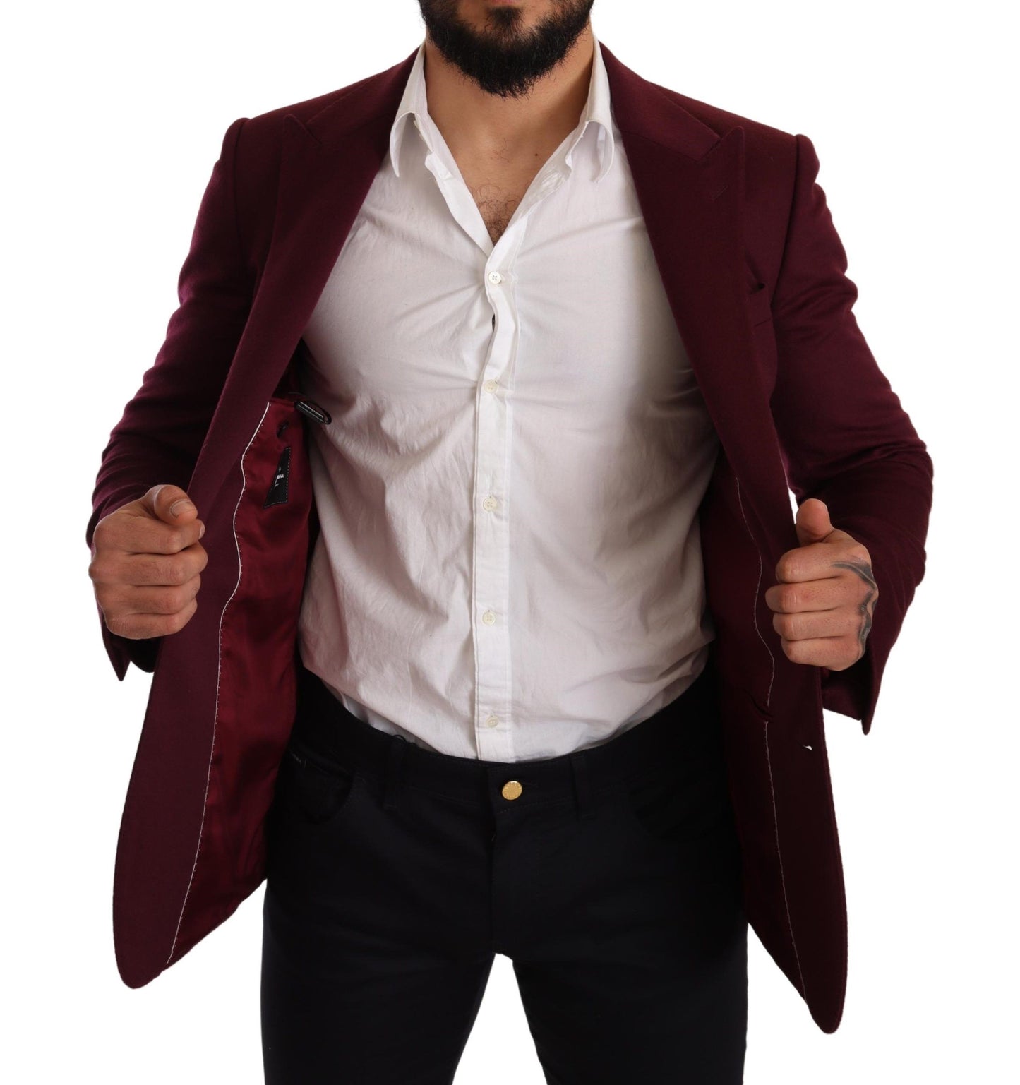 Dolce & Gabbana Kastanienbrauner Kaschmirmantel Slim Fit Jacke Blazer