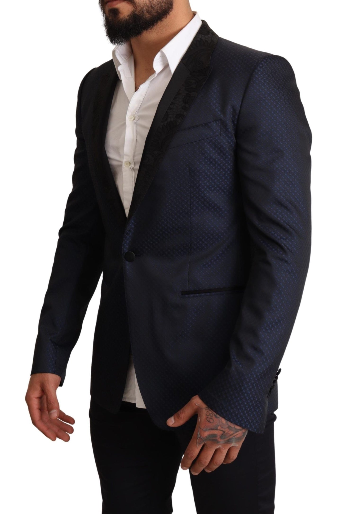 Dolce & Gabbana Blauer Wollblazer mit schmaler Passform MARTINI Blazer Jacket