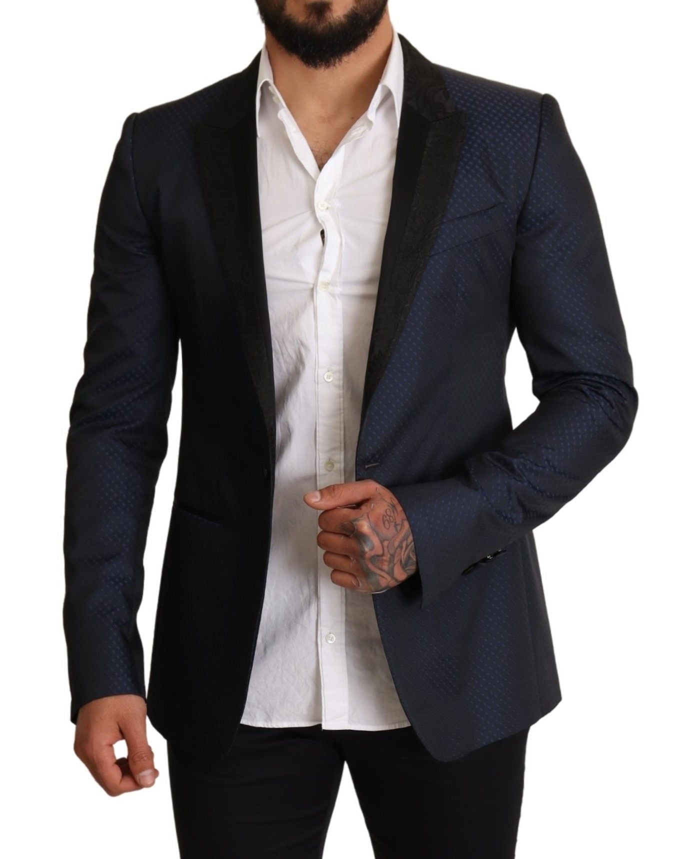 Dolce & Gabbana Blauer Wollblazer mit schmaler Passform MARTINI Blazer Jacket