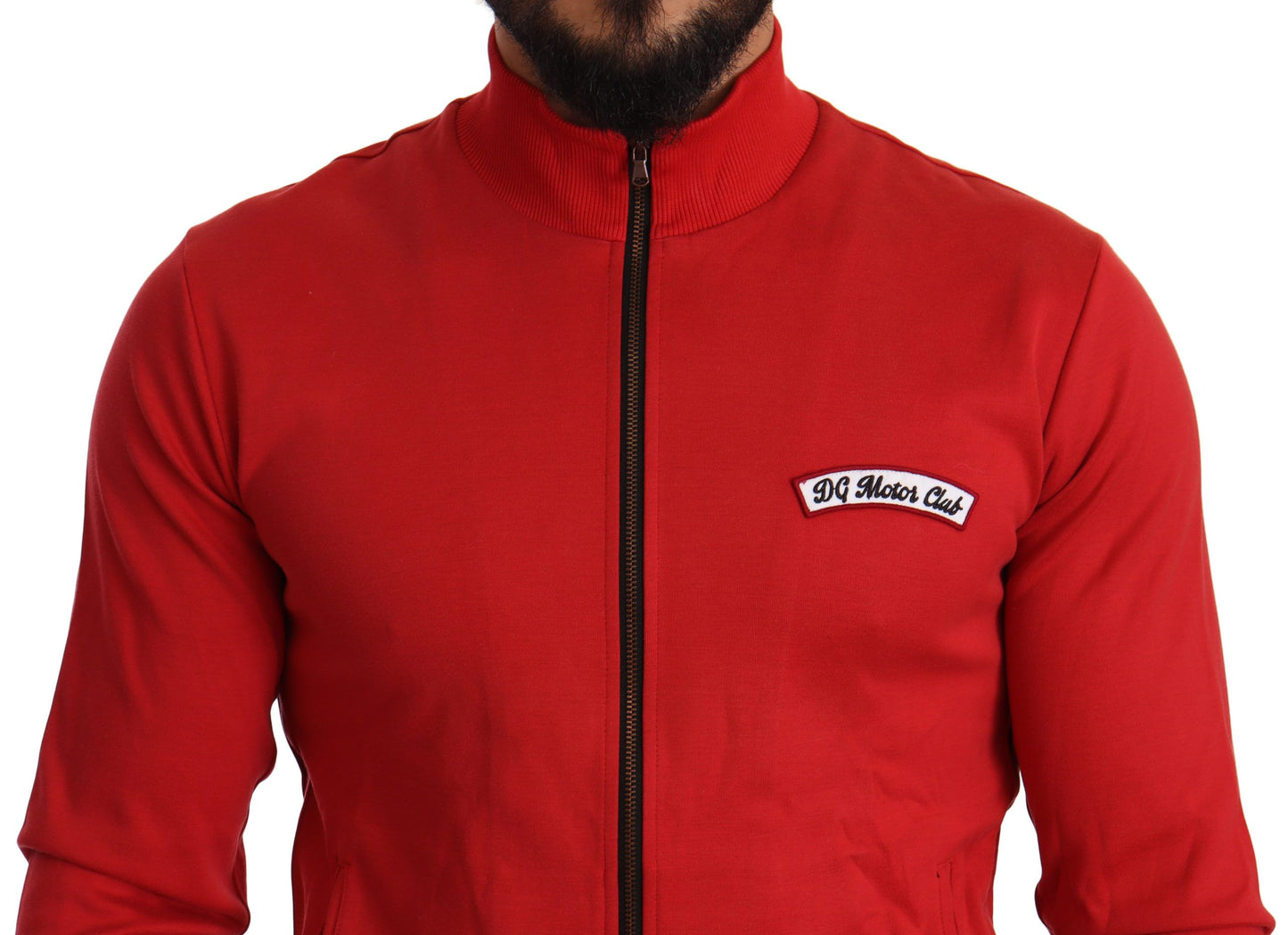 Dolce & Gabbana Roter DG Motor Club Zipper Stretch Pullover