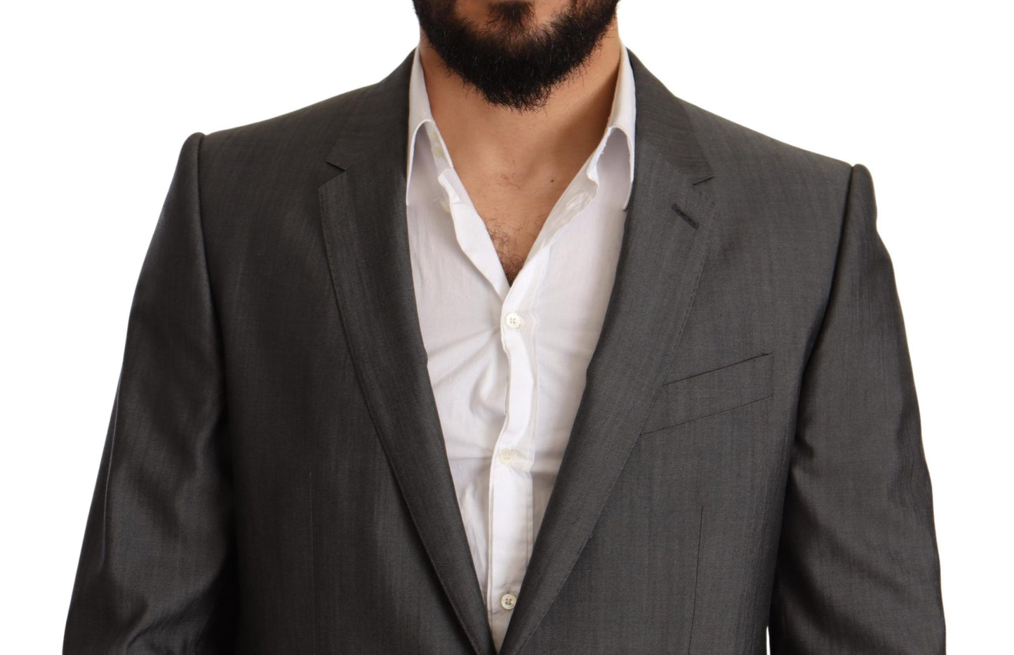 Dolce & Gabbana Grauer Metallic MARTINI Slim Fit Set Anzug