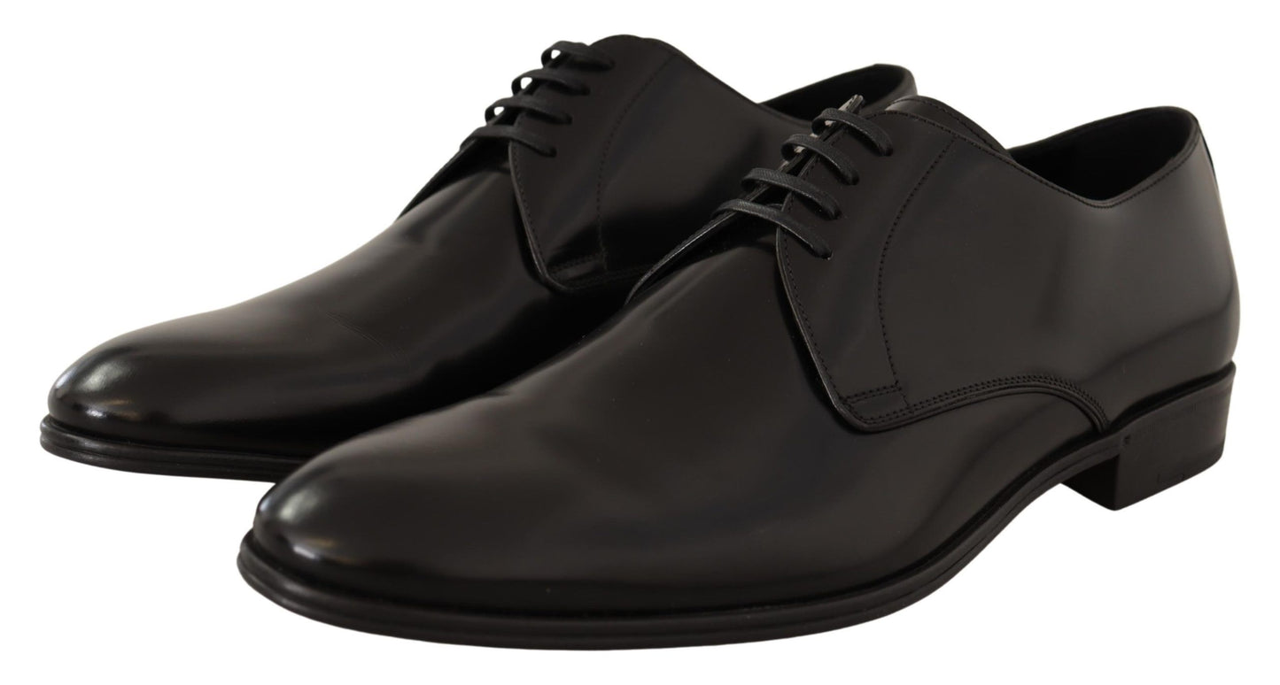 Dolce & Gabbana Schwarze Leder Schnürschuhe Männer Kleid Derby Schuhe