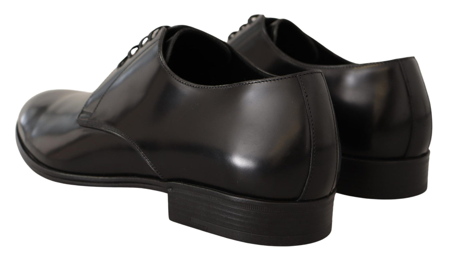 Dolce & Gabbana Schwarze Leder Schnürschuhe Männer Kleid Derby Schuhe