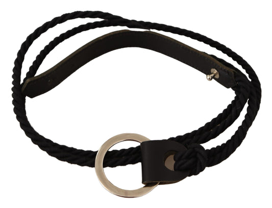 MILA SCHÖN Schwarzes Leder Schlankes Damen Taillenband Metallschnalle Gürtel