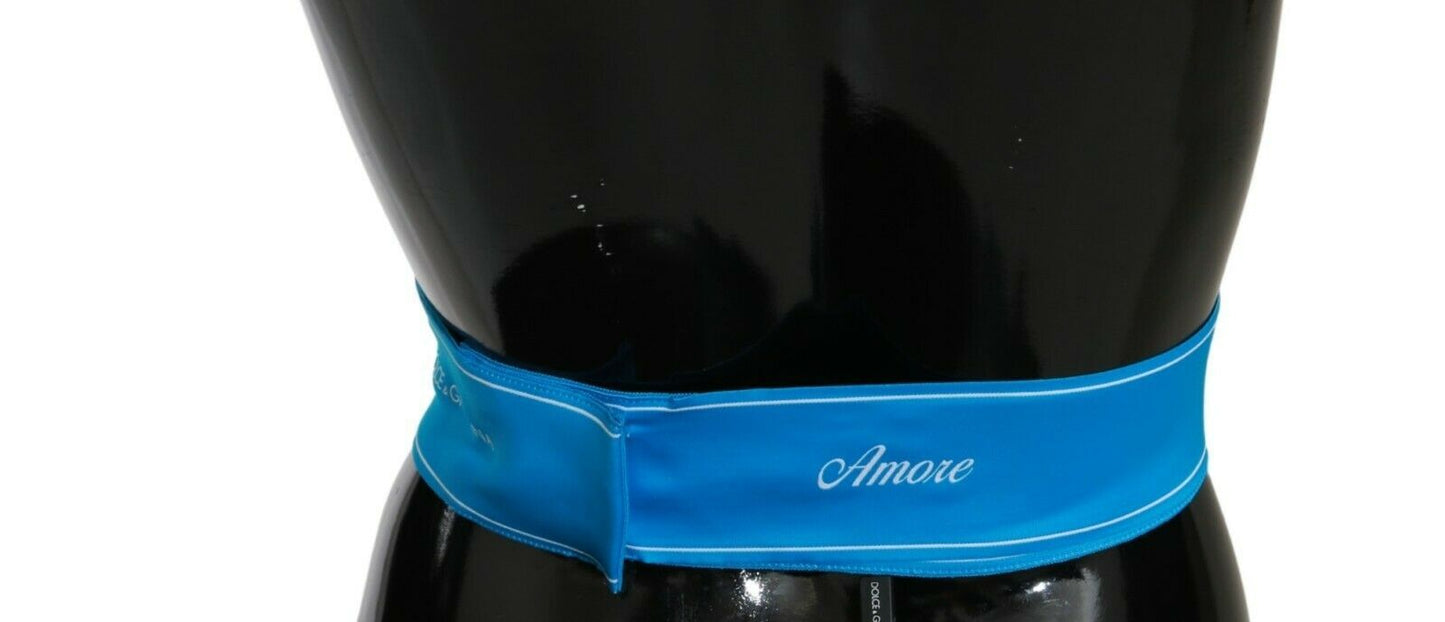 Dolce & Gabbana Blaues Taillenband Breiter Schleifengürtel