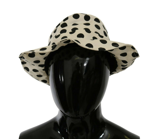 Dolce & Gabbana Weißer Trilby-Hut aus 100 % Baumwolle mit Polka-Dot-Design